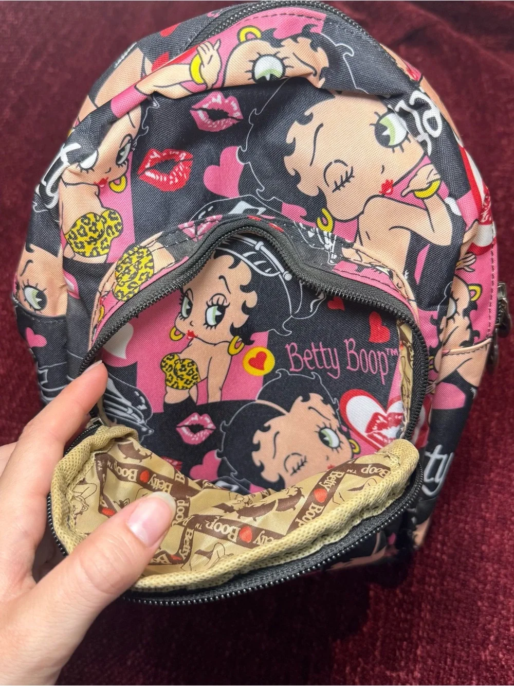 Betty Boop Y2K Black, Pink & Cream Mini Backpack with Character Print